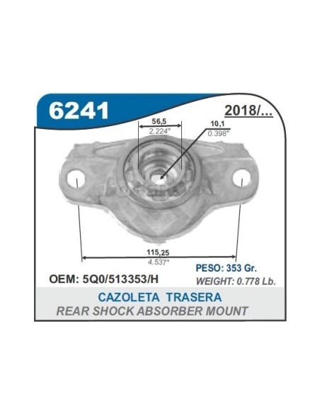 Vw Cazoleta Amort. Tras. Polo 18/... Virtus 18/... Golf 14/.... A3 12/...