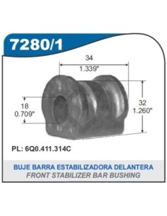 Vw Buje Barra Estab.central Fox / Suran / Gol Trend / Voyage (barra 19mm)