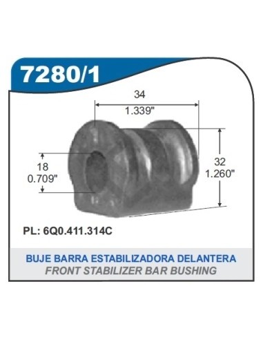 Vw Buje Barra Estab.central Fox / Suran / Gol Trend / Voyage (barra 19mm)