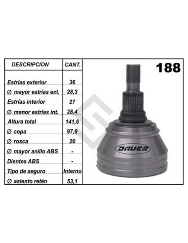 Vw Jta. Homoc. Bora / Vento / Golf - (36 - 27) - Seg. Int - Tuerca