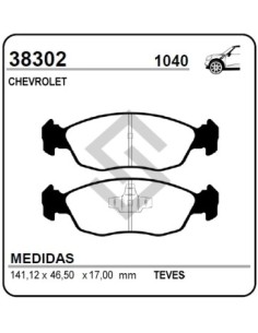Ch Past. Freno Del. Agile / Celta / Classic / Corsa / Corsa Pick Up 10/... - Espesor 16mm