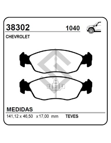 Ch Past. Freno Del. Agile / Celta / Classic / Corsa / Corsa Pick Up 10/... - Espesor 16mm