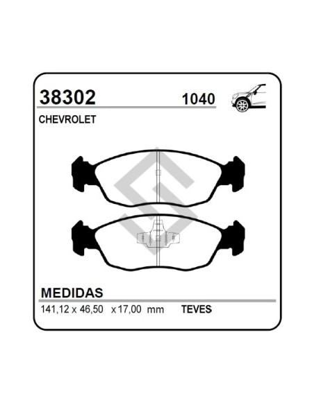 Ch Past. Freno Del. Agile / Celta / Classic / Corsa / Corsa Pick Up 10/... - Espesor 16mm
