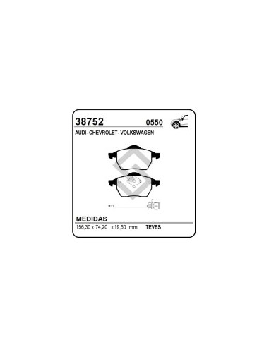 Vr Past. Freno Del. Vectra / Passat / Golf / Audi  A4 / A6  / Volvo C70 - Con Sensor