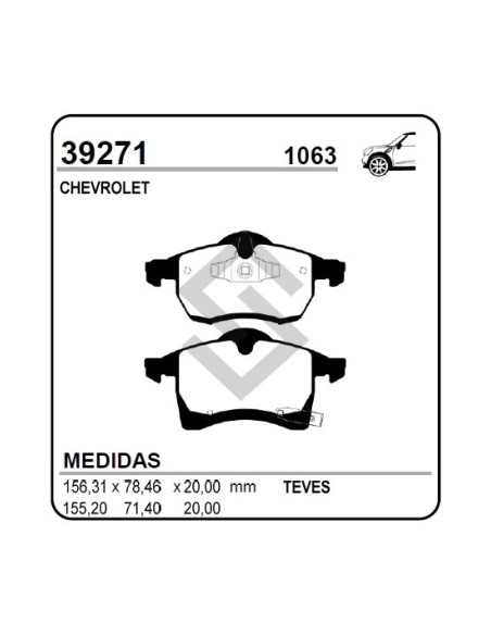 Ch Past. Freno Del. Meriva 1.8 10/... Vectra (aro 15) 10/... Zafira 10/... Astra 10/...