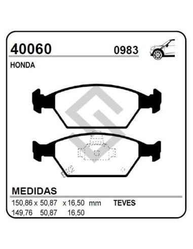 **im Past. Freno Del. Honda City 09/... / Fit 1.4-1.5 16v 09/... /  New Fit 09/...