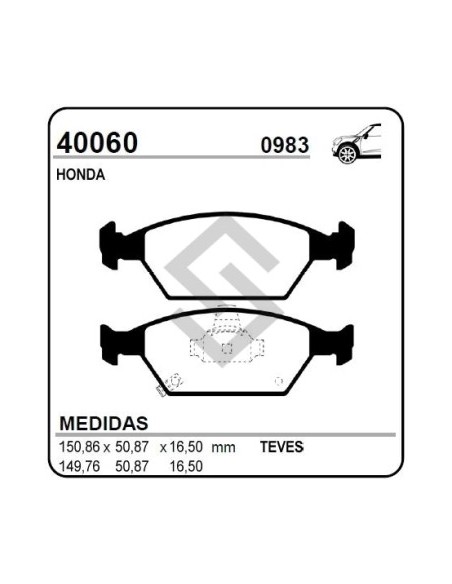 **im Past. Freno Del. Honda City 09/... / Fit 1.4-1.5 16v 09/... /  New Fit 09/...