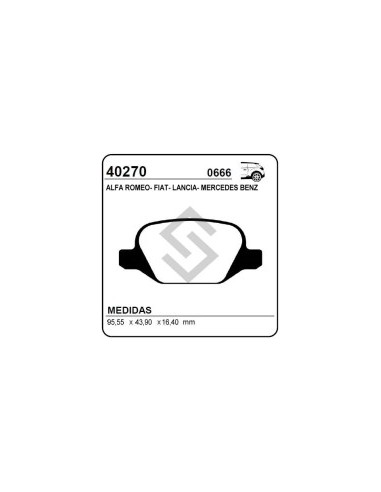 **ft Past. Freno Tras. Linea 09/...  A. Romeo 147 00/... M. Benz Clase A 99/...
