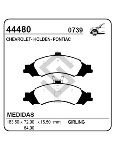 Ch Past. Freno Del. Omega 2.8-3.8 V6 98/... - Pontiac Gto 69/...