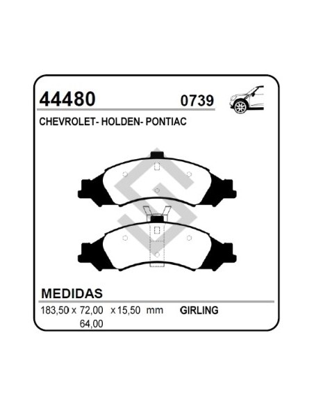 Ch Past. Freno Del. Omega 2.8-3.8 V6 98/... - Pontiac Gto 69/...