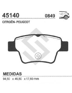 Vr Past. Freno Tras. P.307 S-sw-cc 04/... / Citroen C4 04/...