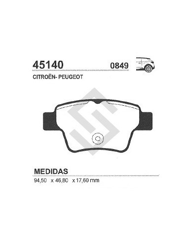 Vr Past. Freno Tras. P.307 S-sw-cc 04/... / Citroen C4 04/...