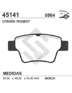 Vr Past. Freno Tras. P.207 1.4-1.6-sw-cc 06/... / Citroen C4 04/...