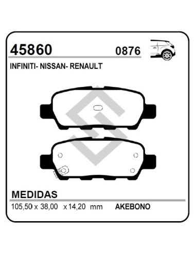**im Past. Freno Tras. Nissan Tiida 07/... / 350z / Murano / Sentra / X-trail  - Rt.  Koleos 08/...