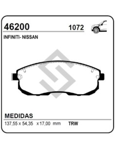 Im Past. Freno Del. Nissan Tiida 1.8 10/... / Sentra 07/... / Maxima 00/03 / 350 Z 03/05 / Altima 01/...