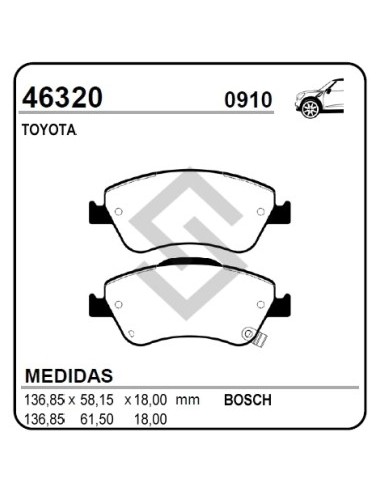 Im Past. Freno Del. Toyota Auris 06/... / Corolla 06/...