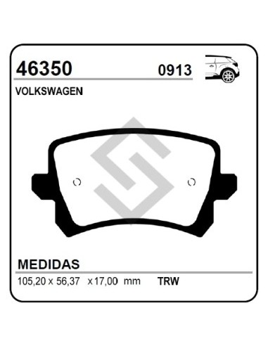 Vw Past. Freno Tras. Vento 10/... Sharan 1.4/2.0 Tsi - Tiguan 2.0 Tdi/tfsi - Passat 10/... - Audi Q3 Tsfi 11/...