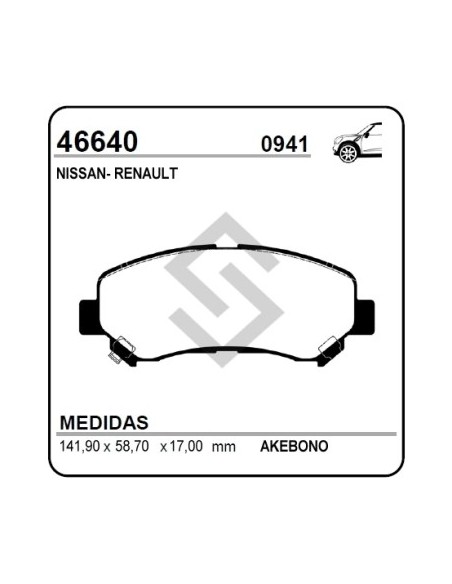 **vr Past. Freno Del. Koleos 07/... / Nissan X-trail Ii / Maxima 07/...