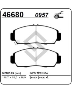 Im Past. Freno Del. Honda Civic Lxs/lxl/exs 12/...