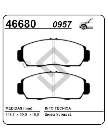 Im Past. Freno Del. Honda Civic Lxs/lxl/exs 12/...