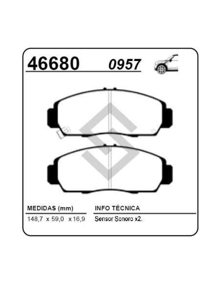 Im Past. Freno Del. Honda Civic Lxs/lxl/exs 12/...