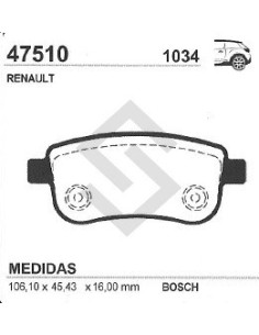 Rt Past. Freno Tras. Fluence 10/... / Grand Scenic Iii 10/... / Megane Iii 10/... / Scenic Iii 10/...