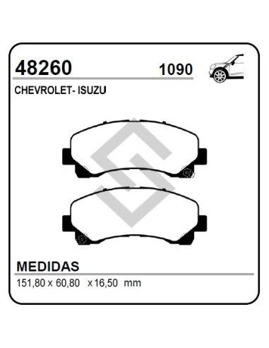 Ch Past. Freno Del. D-max 09/... / S-10 2.4-2.8 12/... / Trailblazer 12/...