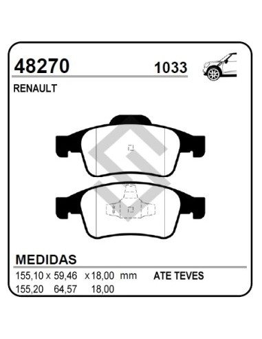 Rt Past. Freno Del. Fluence 10/... / Megane Iii 09/... / Scenic Iii 09/... Oroch 1.6/2.0 16/... Sandero Rs 15/... Kangoo 08/.
