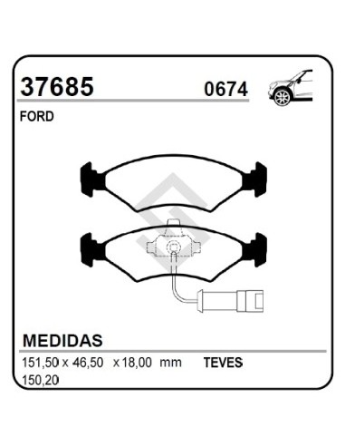 Vr Past. Freno Del. Courier / Escort 1.1/1.6l Ghia / Fiesta