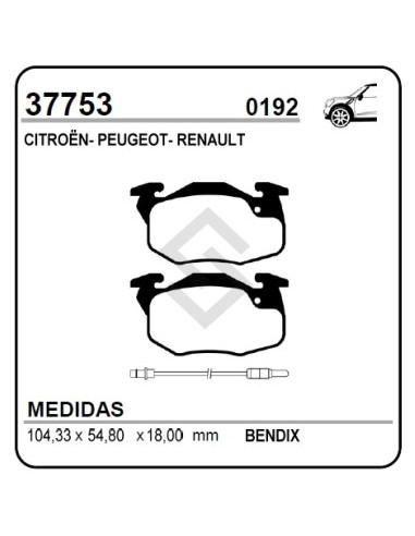 Rt Past. Freno Del. R.19 Rn Rt / Clio - C / Sensor