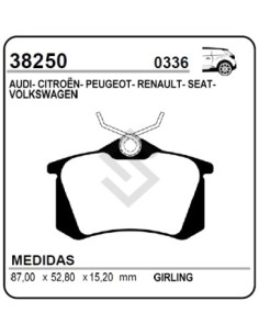 Vr Past. Freno Tras. P.306/p.307/p.405/fluence/megane Ii/ Sandero Rs/bora/golf/scirocco/sharan/polo/saveiro 2 Cabina 15/... P