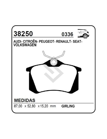 Vr Past. Freno Tras. P.306/p.307/p.405/fluence/megane Ii/ Sandero Rs/bora/golf/scirocco/sharan/polo/saveiro 2 Cabina 15/... P