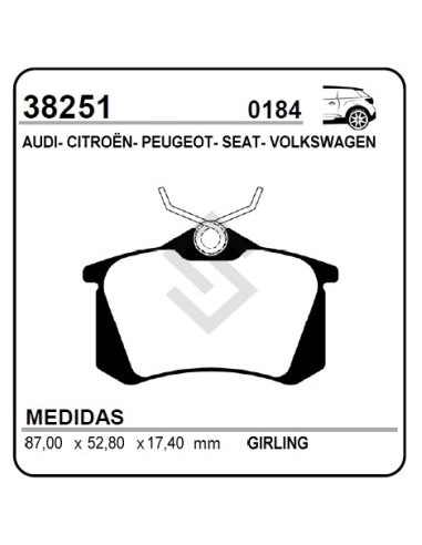 Vr Past. Freno Tras. P.306 / P.309 / P.405 / Golf / Passat