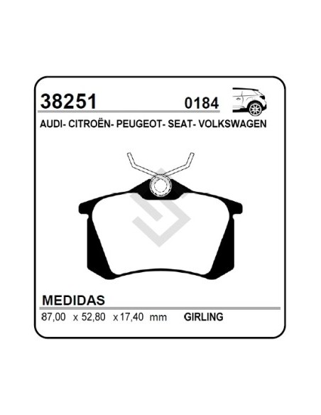 Vr Past. Freno Tras. P.306 / P.309 / P.405 / Golf / Passat