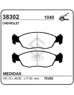 Ch Past. Freno Del. Agile / Celta / Classic / Corsa / Corsa Pick Up 10/... - Espesor 16mm