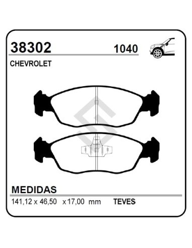 Ch Past. Freno Del. Agile / Celta / Classic / Corsa / Corsa Pick Up 10/... - Espesor 16mm