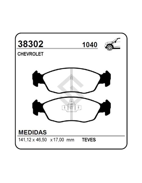 Ch Past. Freno Del. Agile / Celta / Classic / Corsa / Corsa Pick Up 10/... - Espesor 16mm