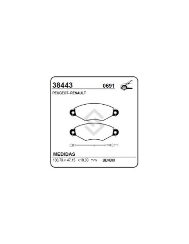 Vr Past. Freno Del. P.206 1.1/1.4/1.6/1.9d