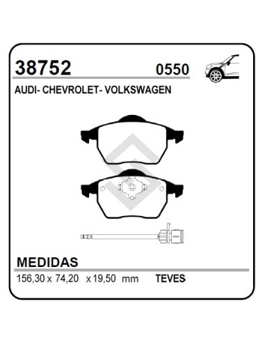 Vr Past. Freno Del. Vectra / Passat / Golf / Audi  A4 / A6  / Volvo C70 - Con Sensor