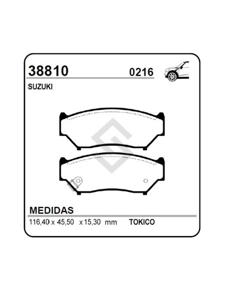 Vr Past.freno Del.suzuki Siderick/vitara -  90/94 (4 Ptas) - Metalica
