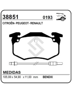 Vr Past. Freno Tras. Clio 16 V 93/94 / Megane Coupe 96/... / R.19 / P.306 / P.309 / Zx - Con Cable