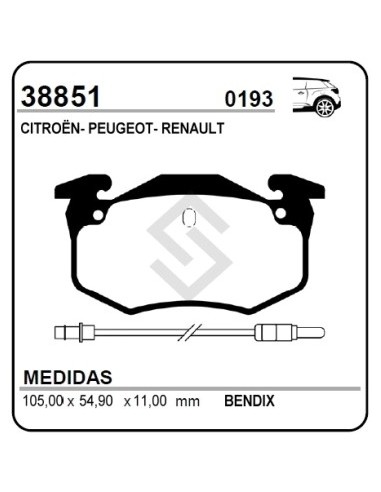Vr Past. Freno Tras. Clio 16 V 93/94 / Megane Coupe 96/... / R.19 / P.306 / P.309 / Zx - Con Cable