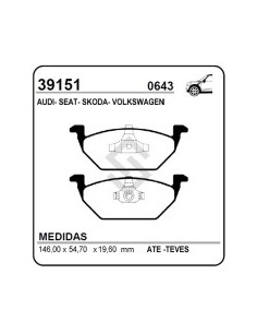 Vw Past. Freno Del. Polo/virtus 18/... Up 14/... Audi A3 96/03 -  Seat Leon 1.6/1.8/2.0 V 99/... Toledo 01/04 - Skoda Octavia