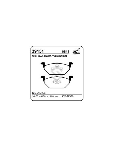 Vw Past. Freno Del. Polo/virtus 18/... Up 14/... Audi A3 96/03 -  Seat Leon 1.6/1.8/2.0 V 99/... Toledo 01/04 - Skoda Octavia