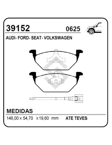 Vr Past. Freno Del. Audi A3/altea/bora/cordoba/cross Fox/fox/golf/ibiza/toledo/suran/suran Cross/leon/new Beetle/vento