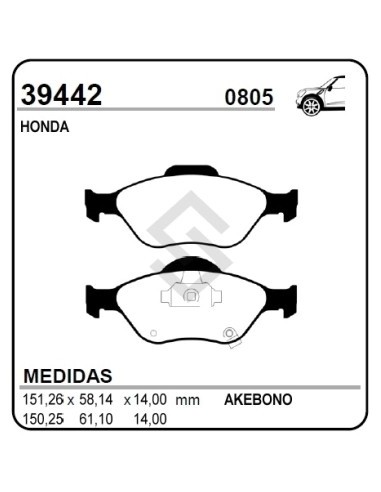 Im Past. Freno Del. Honda Fit 03/... Esp. 14.5 Mm