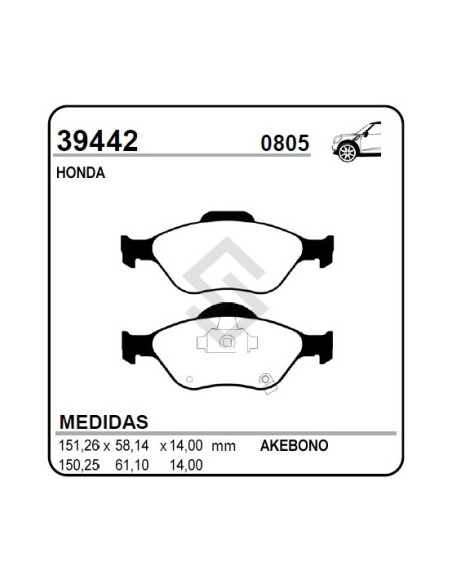 Im Past. Freno Del. Honda Fit 03/... Esp. 14.5 Mm