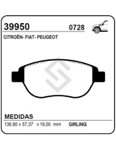 Vr Past. Freno Del. P.206 / P.307 / Citroen C4 / Xsara / Fiat Idea