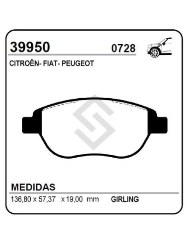 Vr Past. Freno Del. P.206 / P.307 / Citroen C4 / Xsara / Fiat Idea