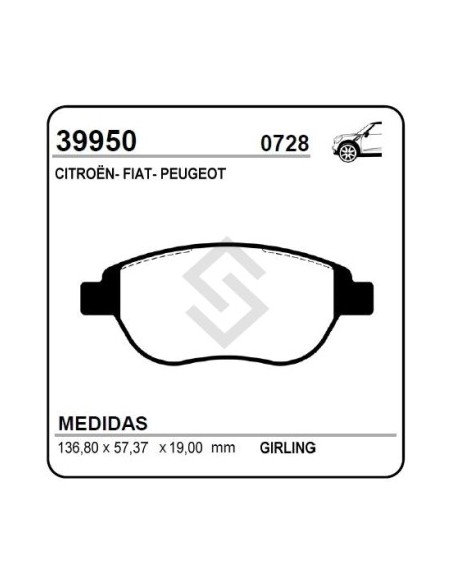 Vr Past. Freno Del. P.206 / P.307 / Citroen C4 / Xsara / Fiat Idea